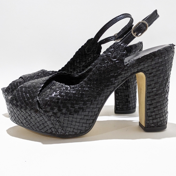 PONS QUINTANA High heels braided leather sandals - Picture 1 of 5